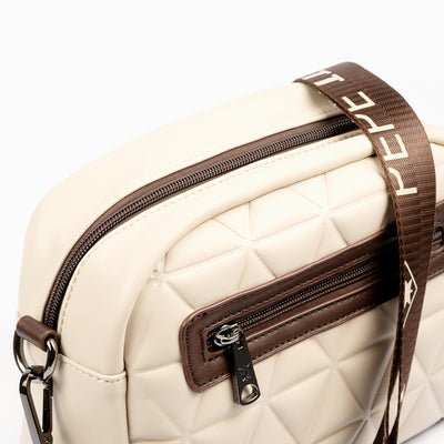 PEPE MOLL - 31132 QUILTED CROSSBODY BAG WITH ZIP CLOSURE - CREAM