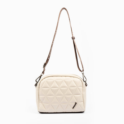 PEPE MOLL - 31132 QUILTED CROSSBODY BAG WITH ZIP CLOSURE - CREAM