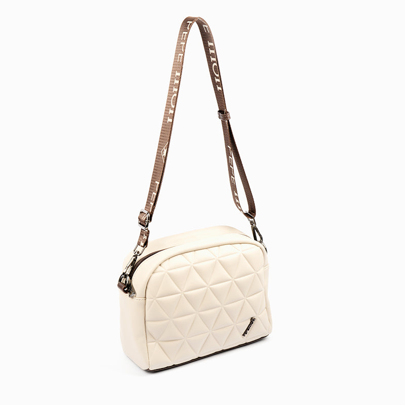 PEPE MOLL - 31132 QUILTED CROSSBODY BAG WITH ZIP CLOSURE - CREAM