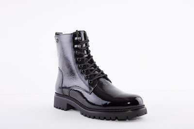 TAMARIS - 25234 LACED ANKLE BOOT - BLACK PATENT