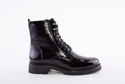 TAMARIS - 25234 LACED ANKLE BOOT - BLACK PATENT