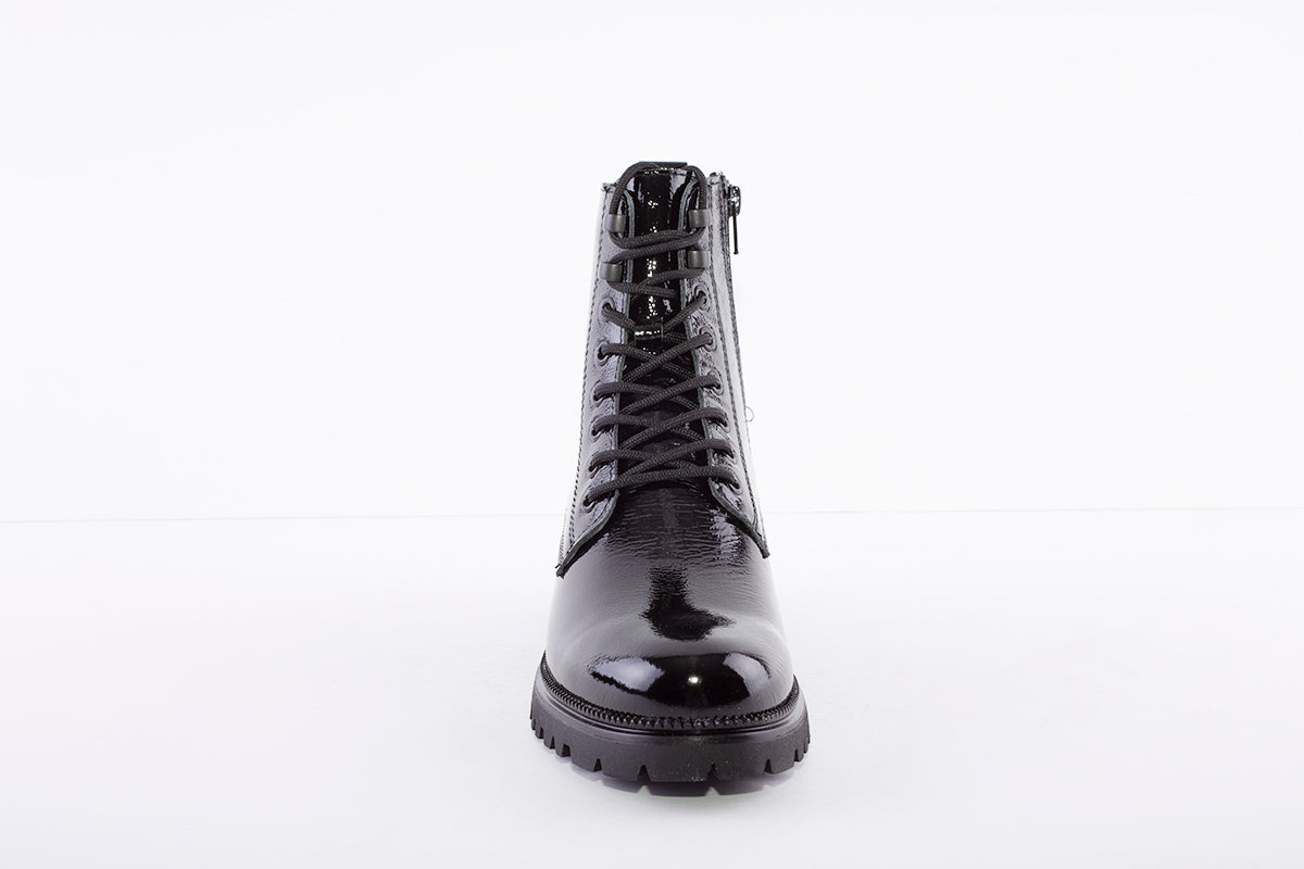 TAMARIS - 25234 LACED ANKLE BOOT - BLACK PATENT