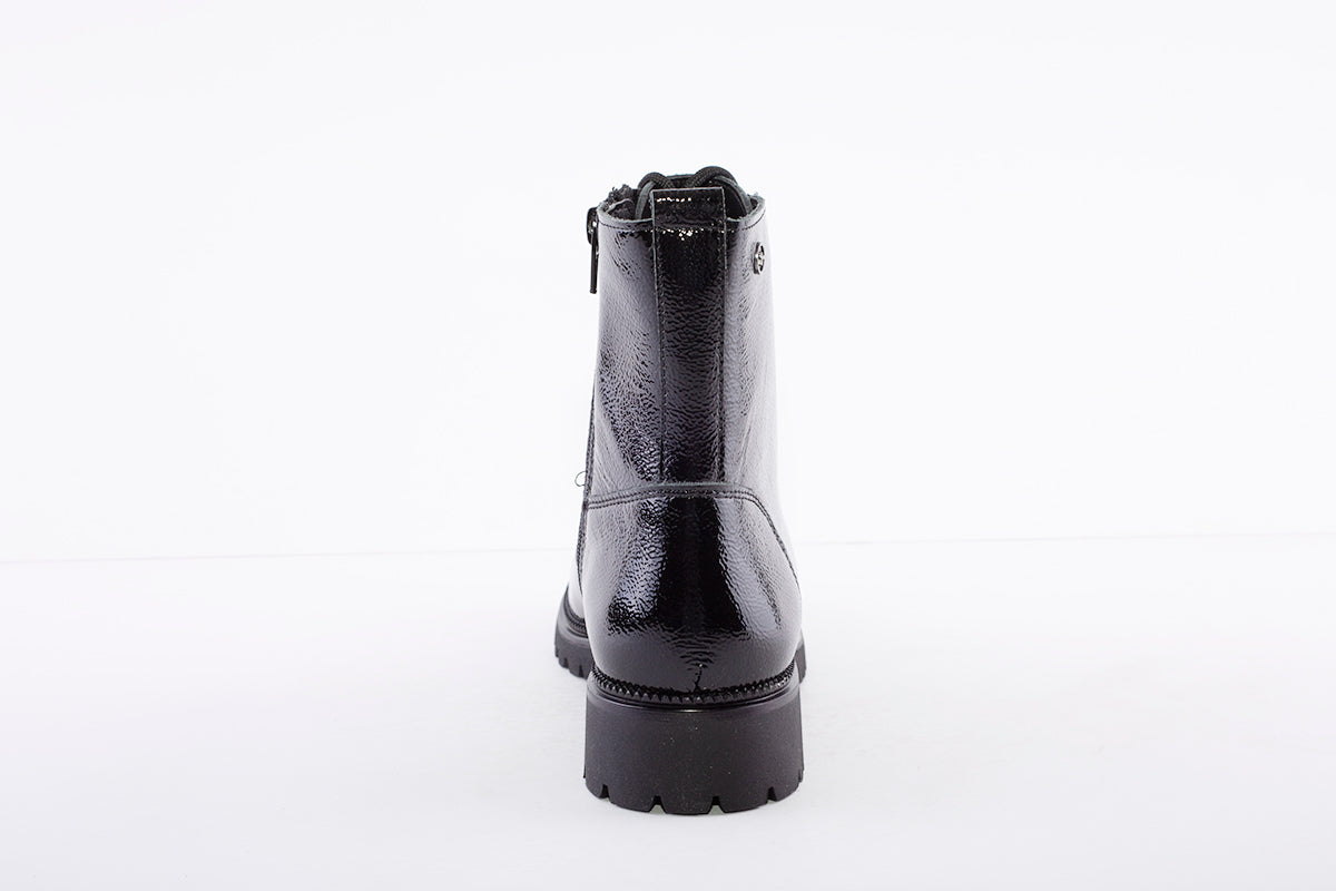TAMARIS - 25234 LACED ANKLE BOOT - BLACK PATENT