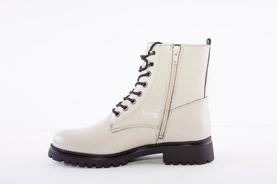 TAMARIS - LACED ANKLE BOOT - LIGHT TAUPE PATENT