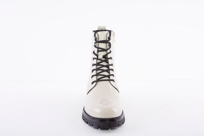 TAMARIS - LACED ANKLE BOOT - LIGHT TAUPE PATENT