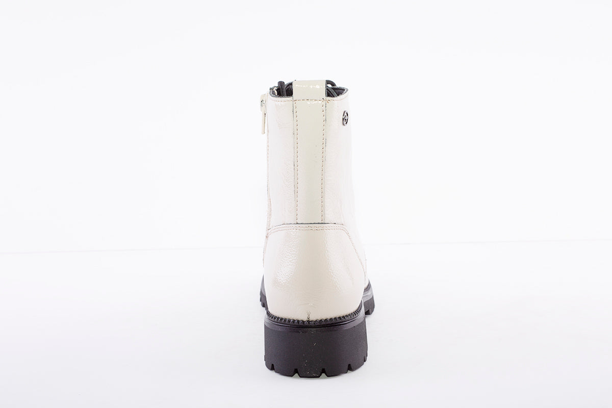 TAMARIS - LACED ANKLE BOOT - LIGHT TAUPE PATENT