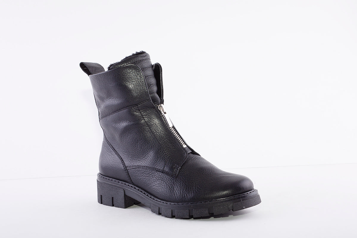 ARA - 23130-65 LOW HEEL ZIP ANKLE BOOT - BLACK LEATHER