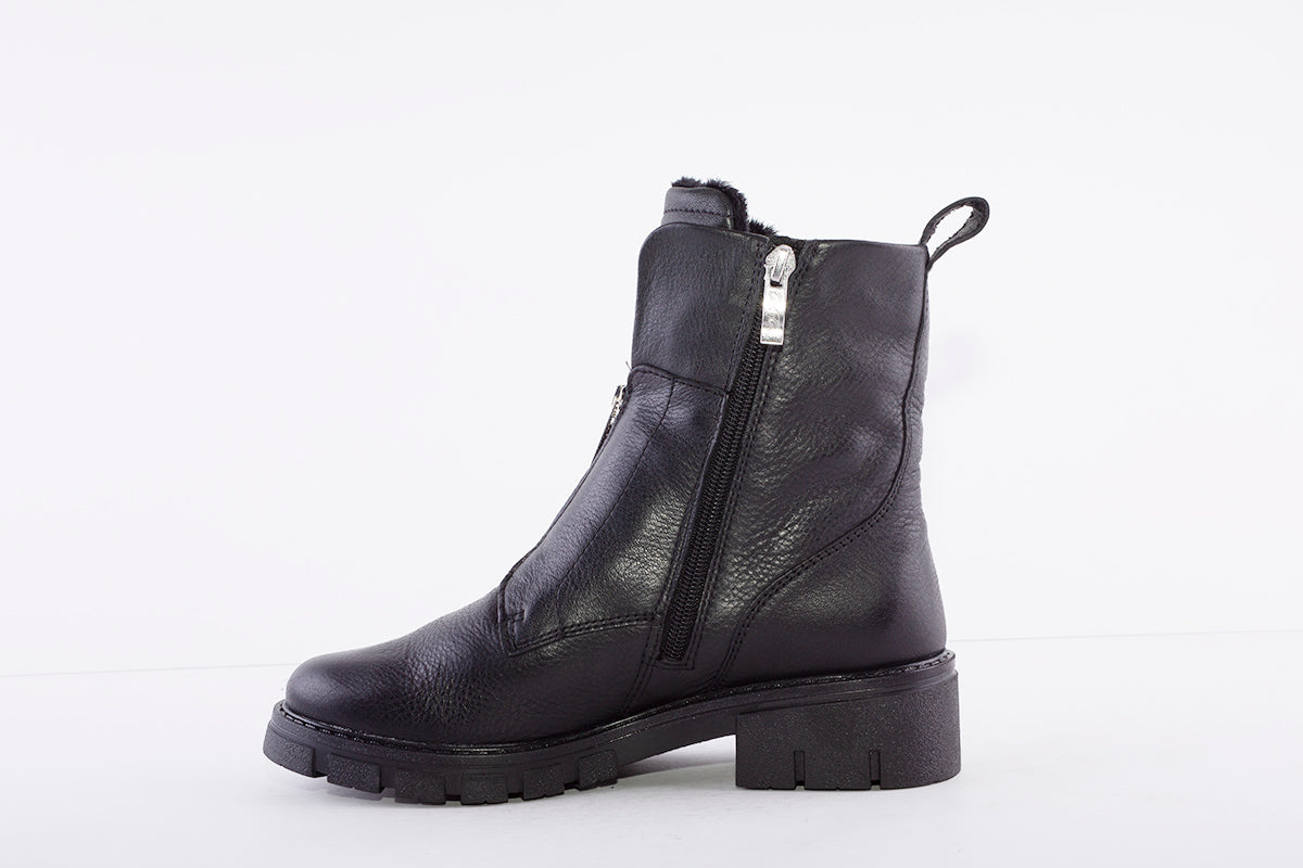 ARA - 23130-65 LOW HEEL ZIP ANKLE BOOT - BLACK LEATHER