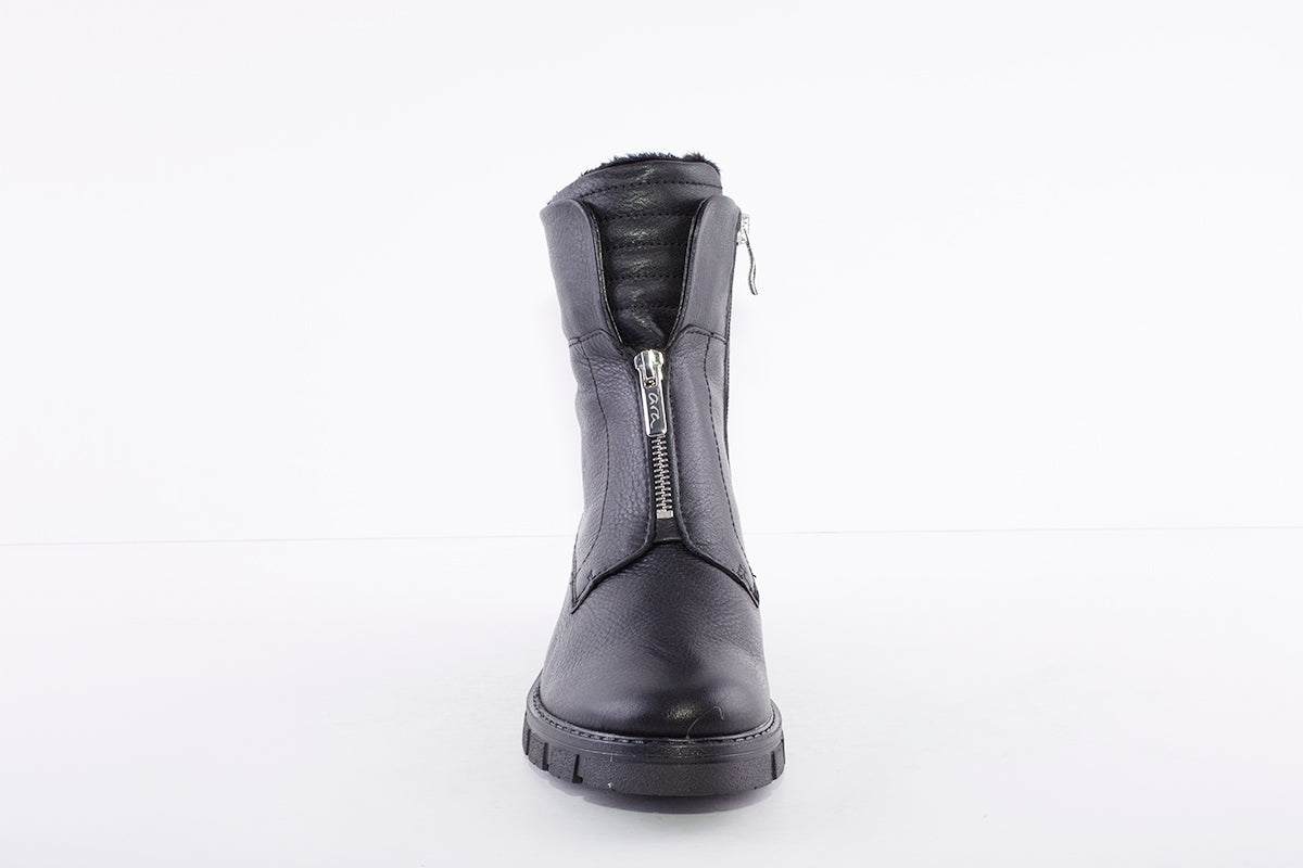 ARA - 23130-65 LOW HEEL ZIP ANKLE BOOT - BLACK LEATHER