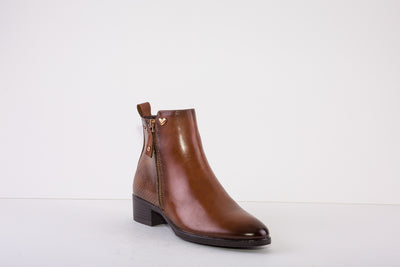SUSST GEMMA22 LOW HEEL ZIP ANKLE BOOT - TAN