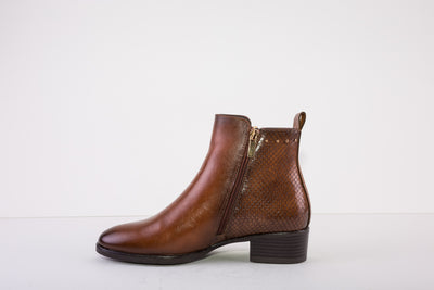 SUSST GEMMA22 LOW HEEL ZIP ANKLE BOOT - TAN