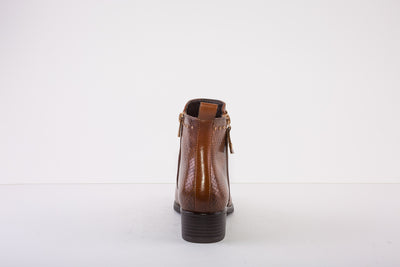 SUSST GEMMA22 LOW HEEL ZIP ANKLE BOOT - TAN