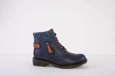 SUSST FERN22 LOW HEEL ZIP ANKLE BOOT - NAVY