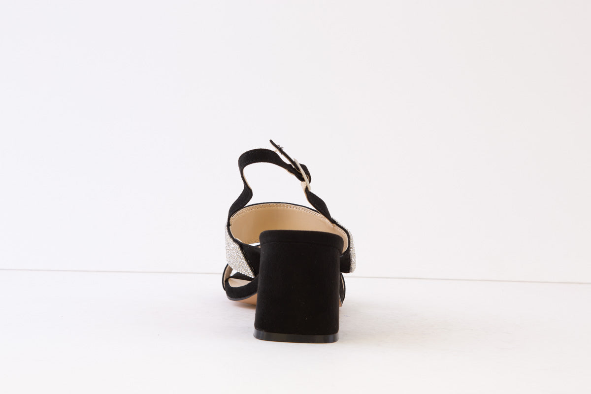 Lotus Elisen Low Heel Sandal Black Diamante – Victor Dwyer