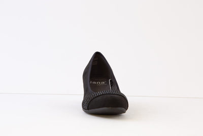 JANA - 22467-001 LOW BLOCK HEEL COURT SHOE - BLACK