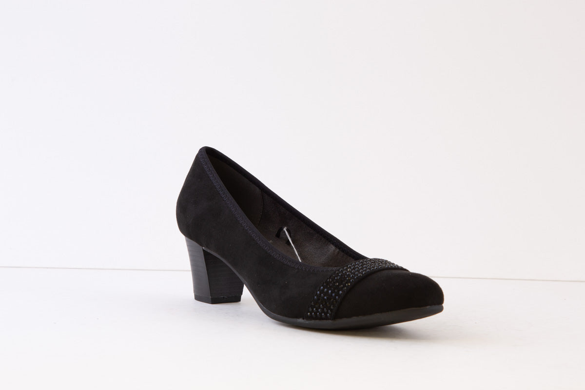 JANA - 22467-001 LOW BLOCK HEEL COURT SHOE - BLACK