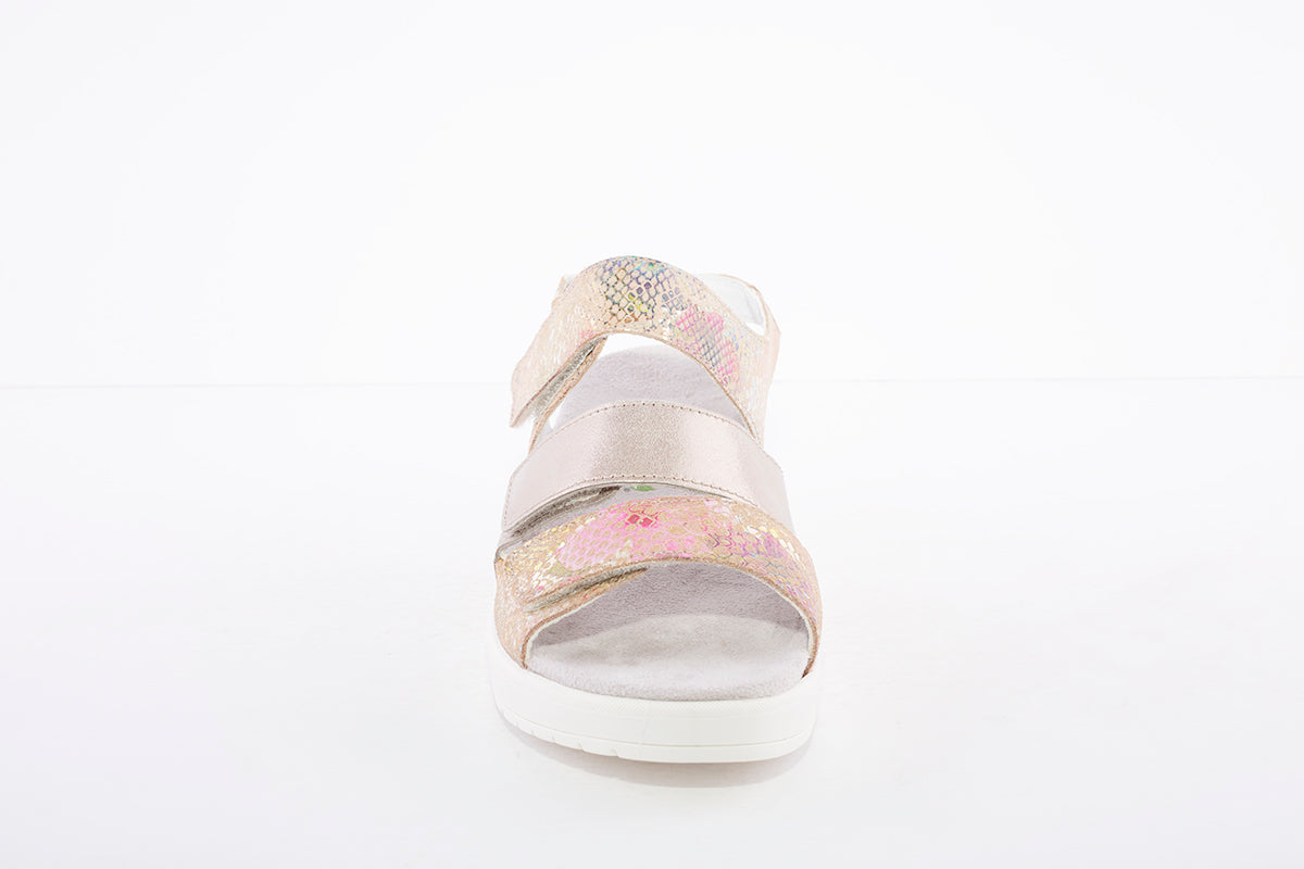 WALDLAUFER - 702001 CLAUDIA-LOW WEDGE SANDAL - BEIGE MULTI
