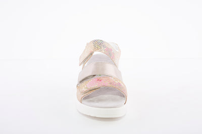 WALDLAUFER - 702001 CLAUDIA-LOW WEDGE SANDAL - BEIGE MULTI