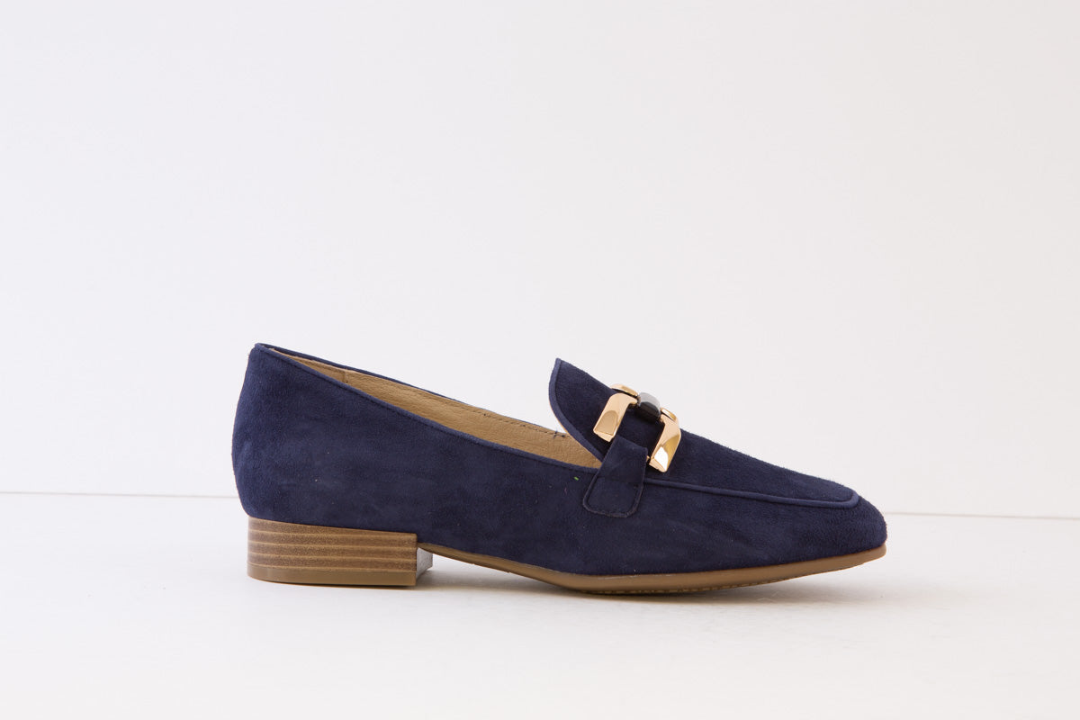 CAPRICE - 24201-857 LOW HEEL SLIP-ON SHOE - NAVY SUEDE