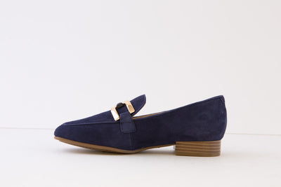 CAPRICE - 24201-857 LOW HEEL SLIP-ON SHOE - NAVY SUEDE