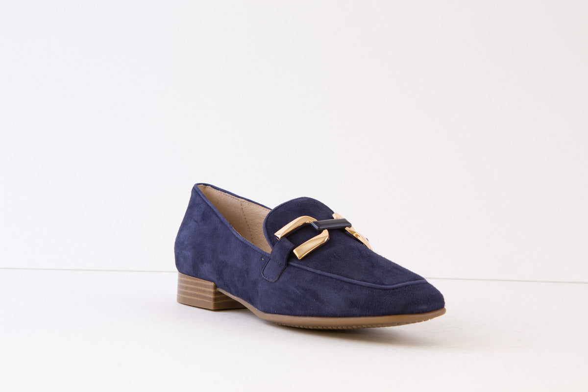 CAPRICE - 24201-857 LOW HEEL SLIP-ON SHOE - NAVY SUEDE