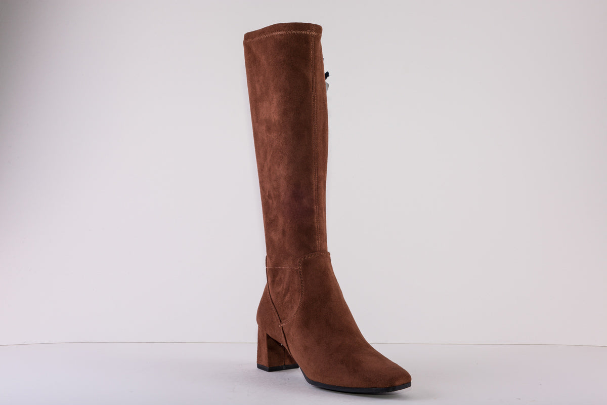 CAPRICE 25517-316  FULL LENGTH MEDIUM HEEL BOOT - TAN SUEDE