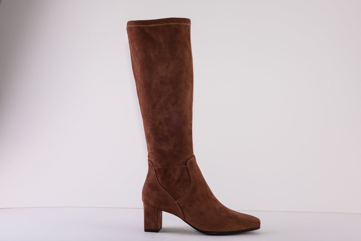 CAPRICE 25517-316  FULL LENGTH MEDIUM HEEL BOOT - TAN SUEDE