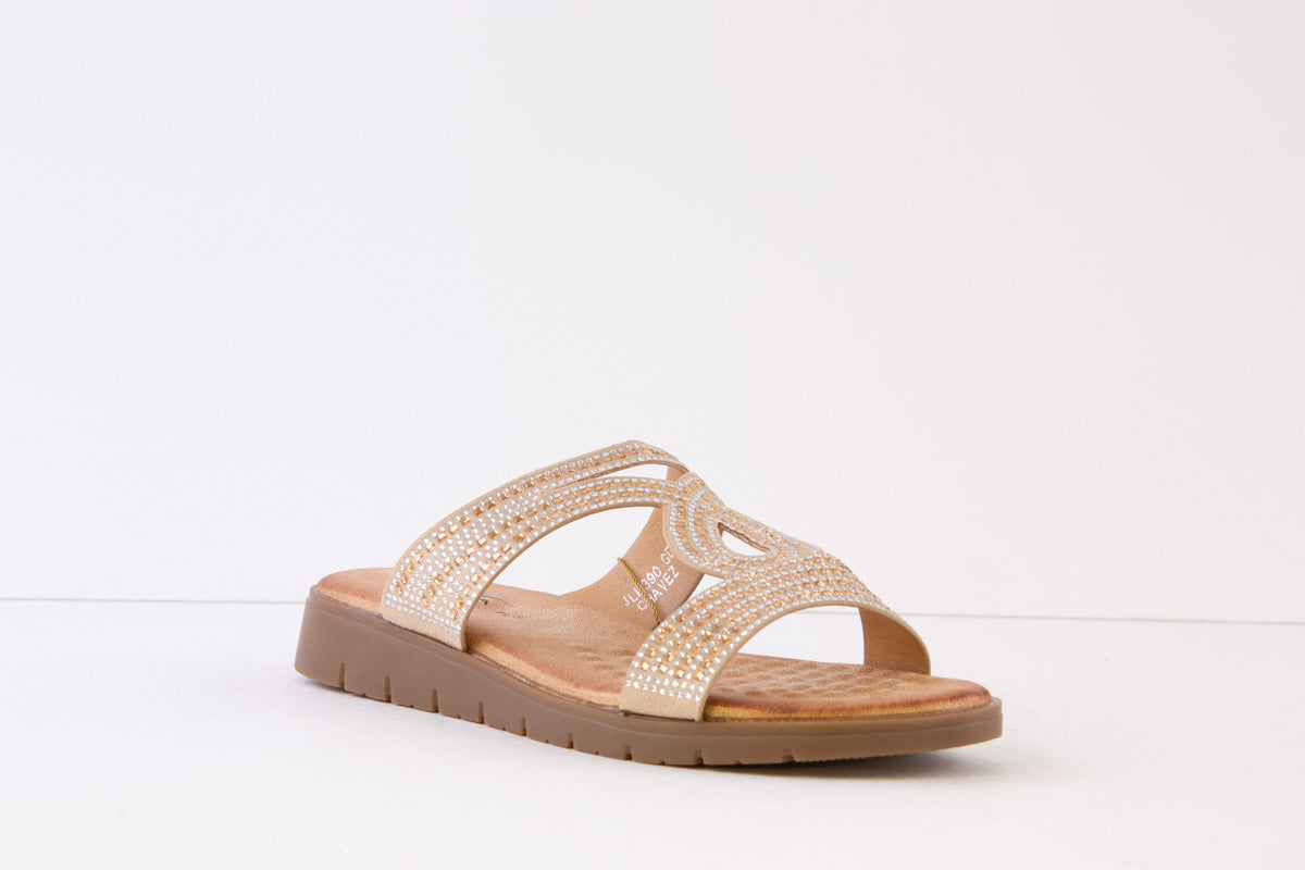 LUNAR - JLH390 CHAVEZ LOW WEDGE FASHION MULE - GOLD