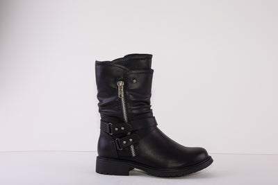 SUSST DORA22  LOW HEEL CALF-LENGTH ZIP BOOT - BLACK
