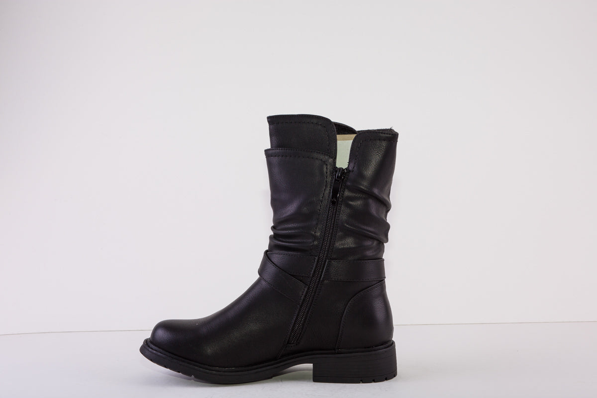 SUSST DORA22  LOW HEEL CALF-LENGTH ZIP BOOT - BLACK