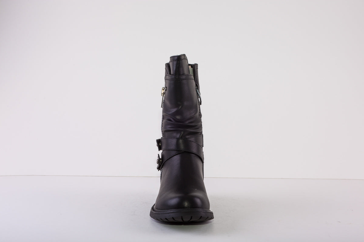 SUSST DORA22  LOW HEEL CALF-LENGTH ZIP BOOT - BLACK