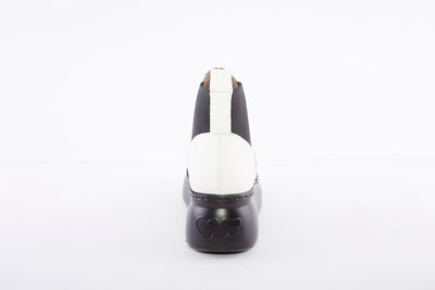 WONDERS - A-2604 PLATFORM WEDGE SLIP-ON GUSSET ANKLE BOOT - WHITE LEATHER