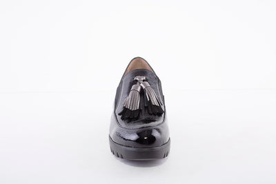 WONDERS - C-33254 WEDGE SLIP-ON TASSEL SHOE - BLACK PATENT