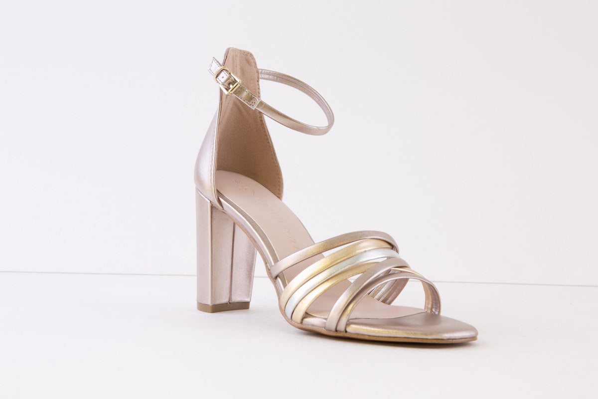 MARCO TOZZI - 28386-532 HIGH HEEL ANKLE STRAP HEEL-IN SANDAL - GOLD COMB