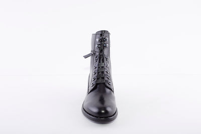 REGARDE LE CIEL - ROXANA-04 LOW HEEL ANKLE BOOT - BLACK LEATHER