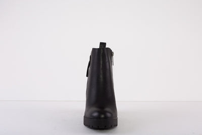 REFRESH 170022  CHUNKY MEDIUM HEEL ZIP ANKLE BOOT - BLACK