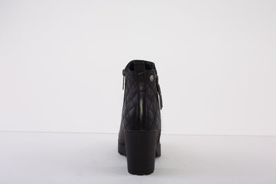 REFRESH 170022  CHUNKY MEDIUM HEEL ZIP ANKLE BOOT - BLACK