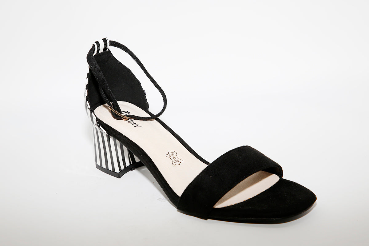 MENBUR - BLOCK HEEL STRAP SANDAL - BLACK COMBI