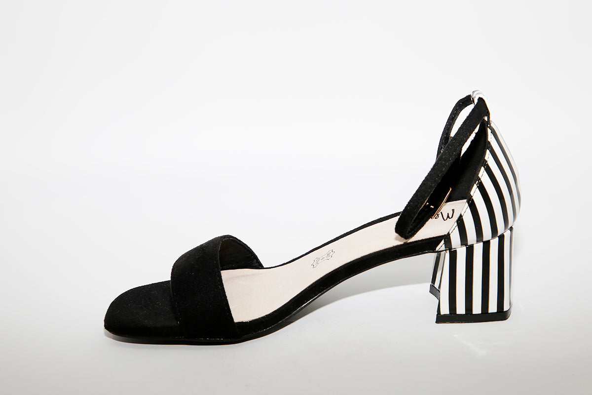 MENBUR - BLOCK HEEL STRAP SANDAL - BLACK COMBI