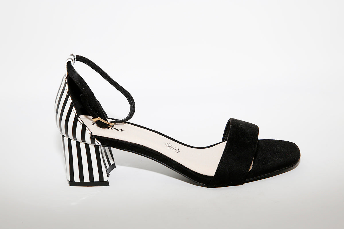 MENBUR - BLOCK HEEL STRAP SANDAL - BLACK COMBI