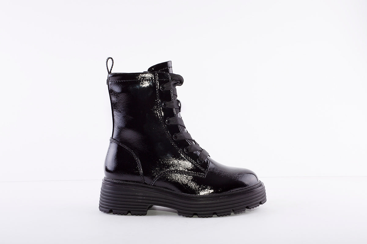 TAMARIS - 25226-018 LACED FASHION ANKLE BOOT - BLACK PATENT