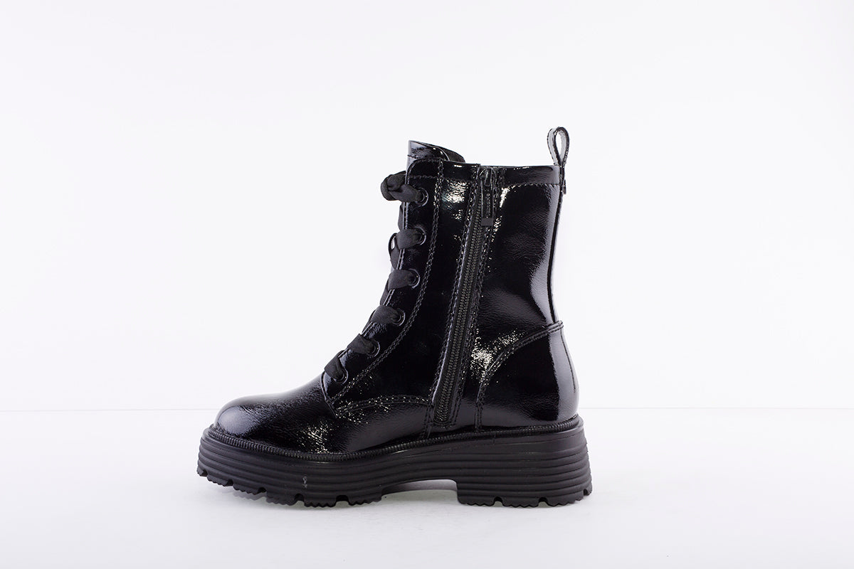 TAMARIS - 25226-018 LACED FASHION ANKLE BOOT - BLACK PATENT