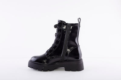 TAMARIS - 25226-018 LACED FASHION ANKLE BOOT - BLACK PATENT