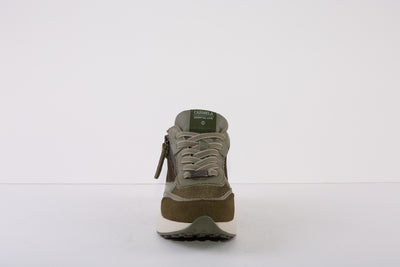 CARMELA 160000  CHUNKY ZIP/LACE FASHION TRAINER - KHAKI LEATHER