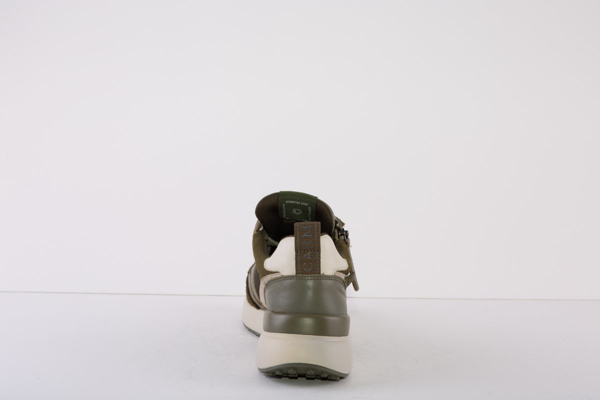 CARMELA 160000  CHUNKY ZIP/LACE FASHION TRAINER - KHAKI LEATHER