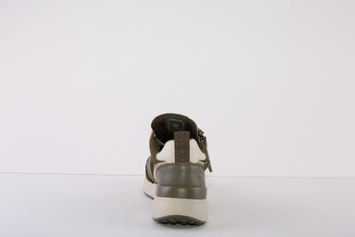 CARMELA 160000  CHUNKY ZIP/LACE FASHION TRAINER - KHAKI LEATHER