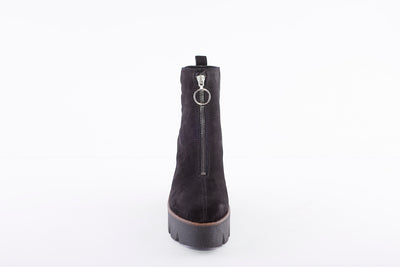 ALPE - 4553 FRONT ZIP WEDGE ANKLE BOOT - BLACK SUEDE