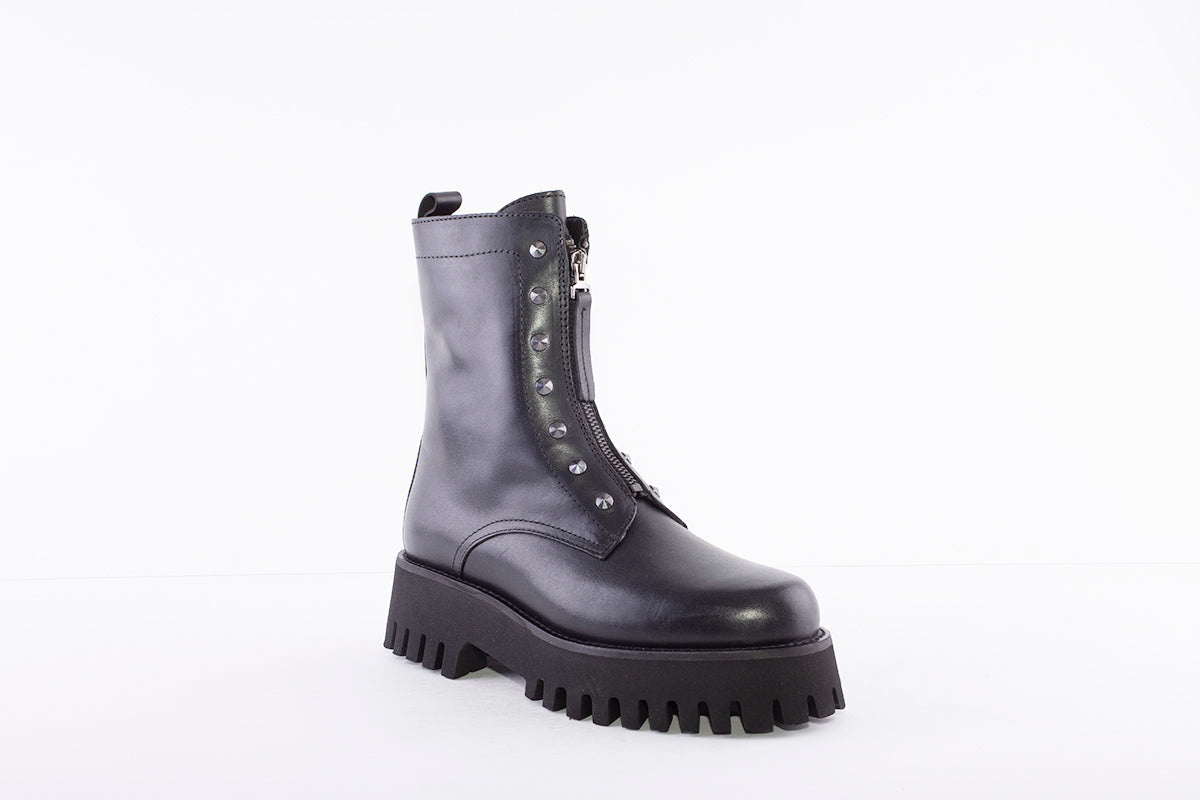 ALPE - 2106 CHUNKY ZIP ANKLE BOOT - BLACK LEATHER