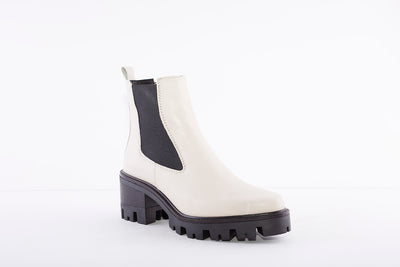 ALPE - 2034 MEDIUM BLOCK HEEL GUSSET ANKLE BOOT - CREAM