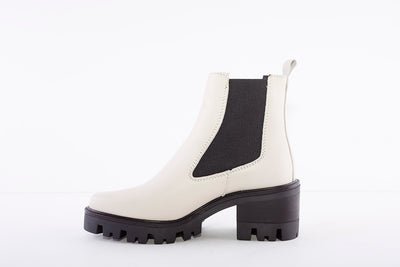 ALPE - 2034 MEDIUM BLOCK HEEL GUSSET ANKLE BOOT - CREAM